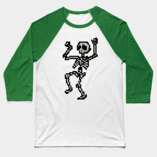 Dancing Skeleton 8 Bit Pixel Art Baseball T-Shirt